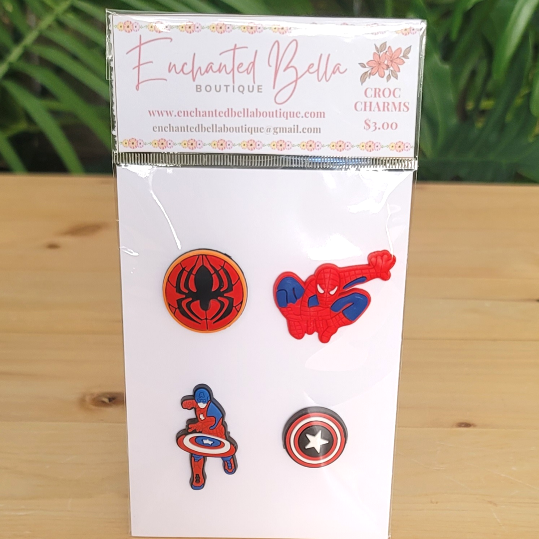 Red and Blue Superhero Croc Charms – Enchanted Bella Boutique